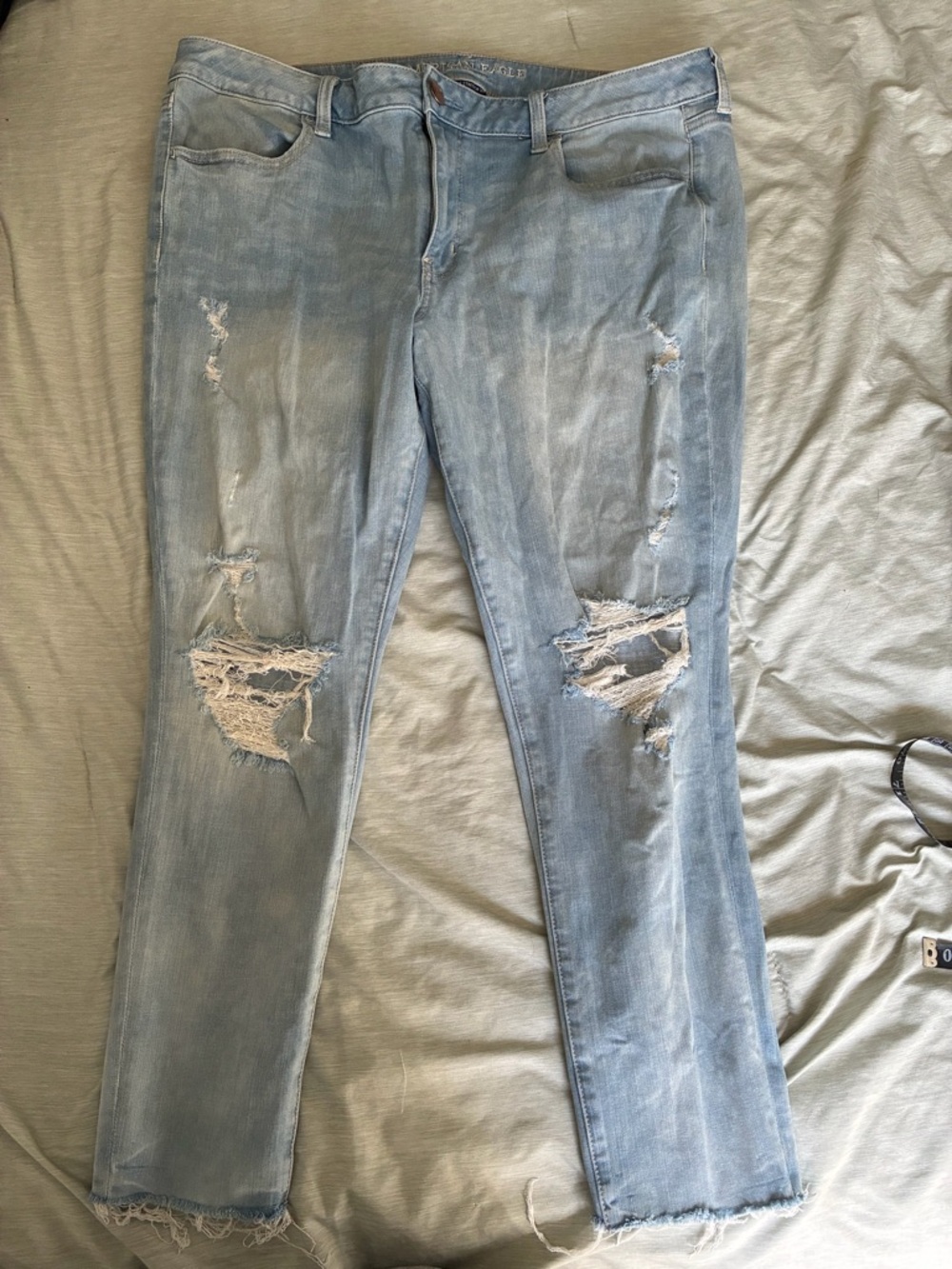 American Eagle Outfitters Light Blue Distressed Jeggings 18 Short